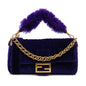 Fendi Large Zucca Embossed Velvet Baguette Satchel