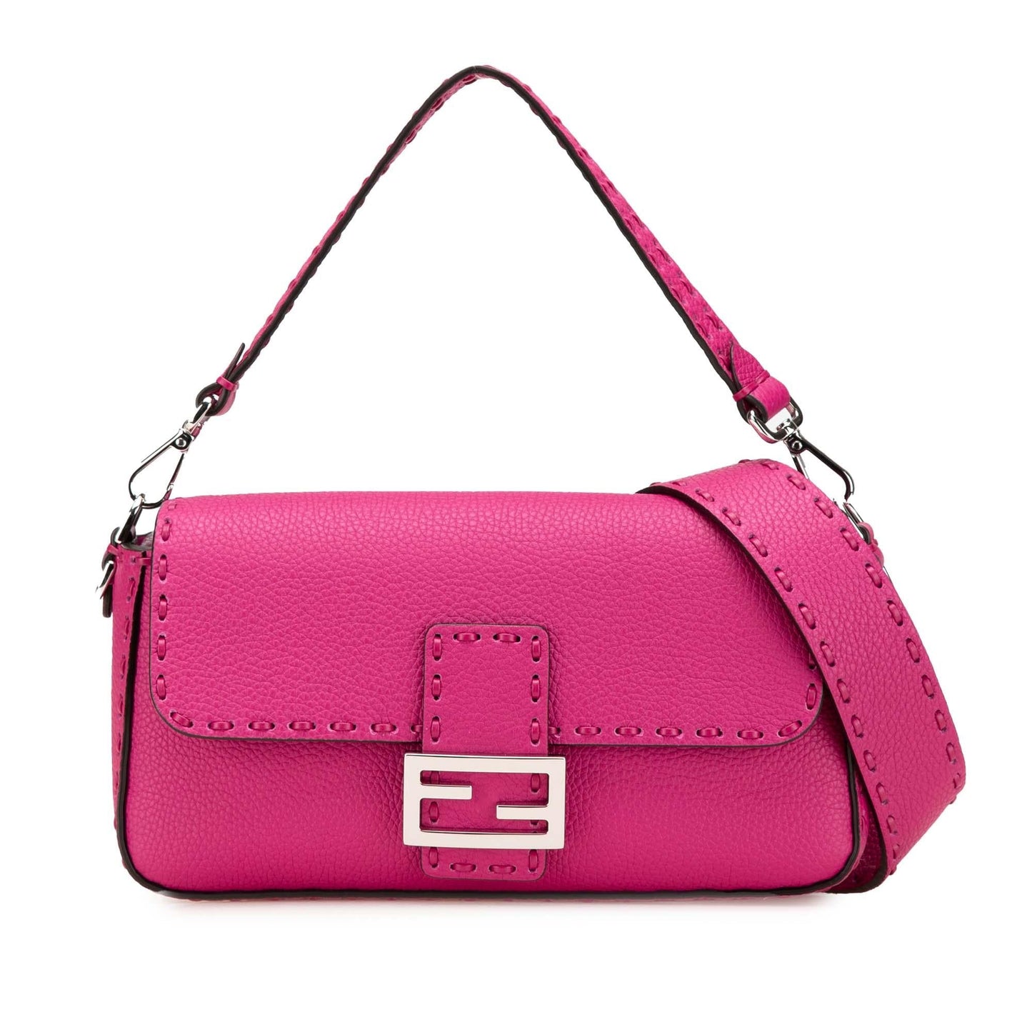 Fendi Baguette Leather Red Shoulder Bag Style 78