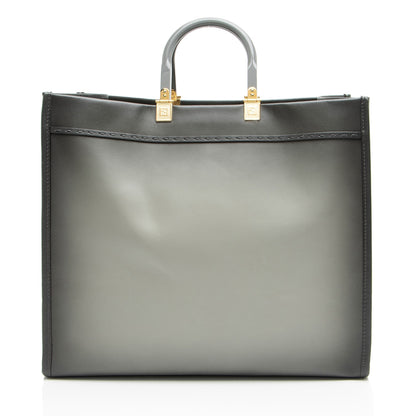 Fendi Sunshine Leather Red Tote Bag Leather