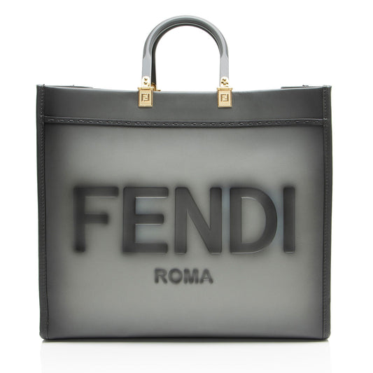 Fendi Sunshine Leather Red Tote Bag Leather