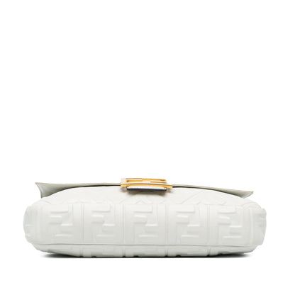 Fendi Medium Leather Embossed FF Baguette Satchel (SHG-agyb4y)