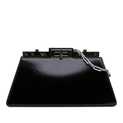 Fendi Medium Leather Peekaboo Cut Chain Shoulder Bag