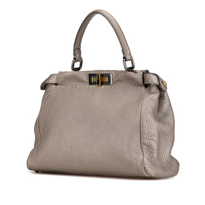 Fendi Peekaboo Leather Red Tote Bag