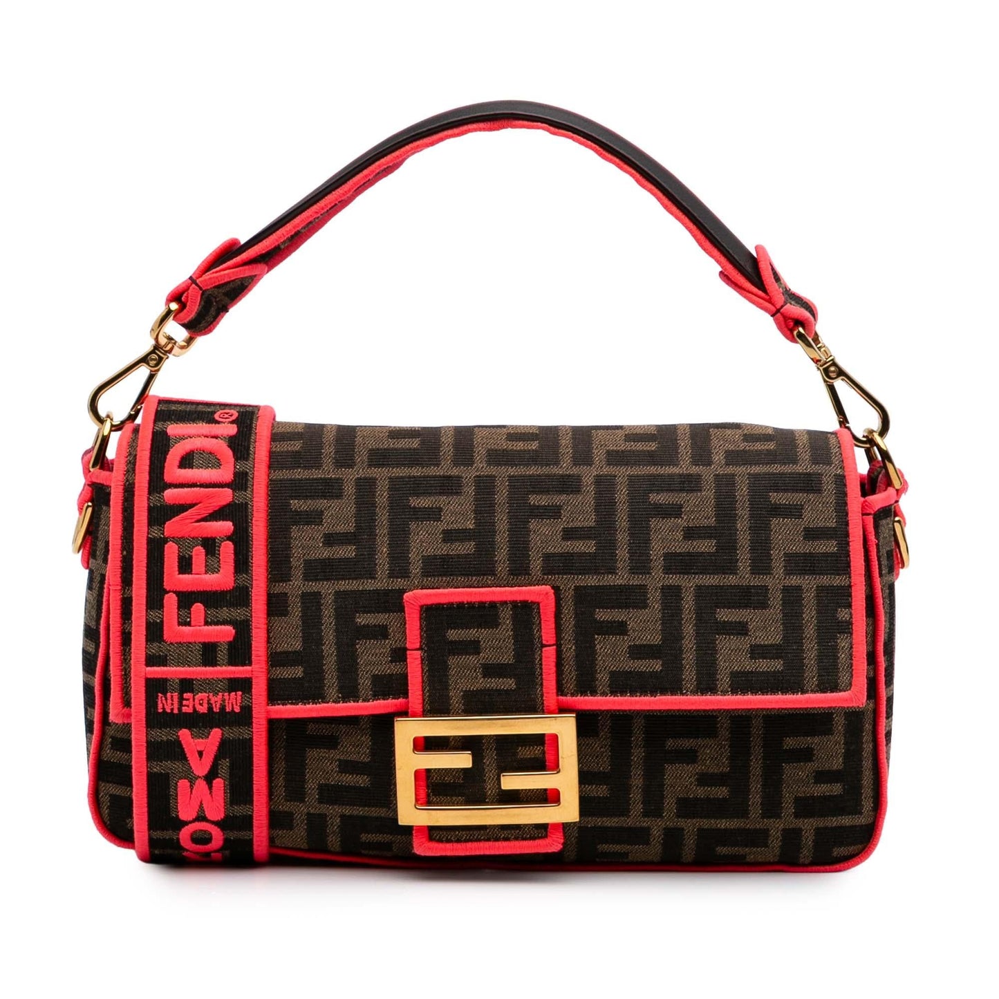 Fendi Baguette Canvas Red Shoulder Bag Style 27