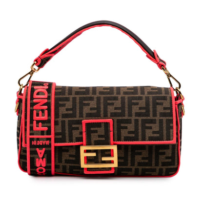 Fendi Baguette Canvas Red Shoulder Bag Style 27