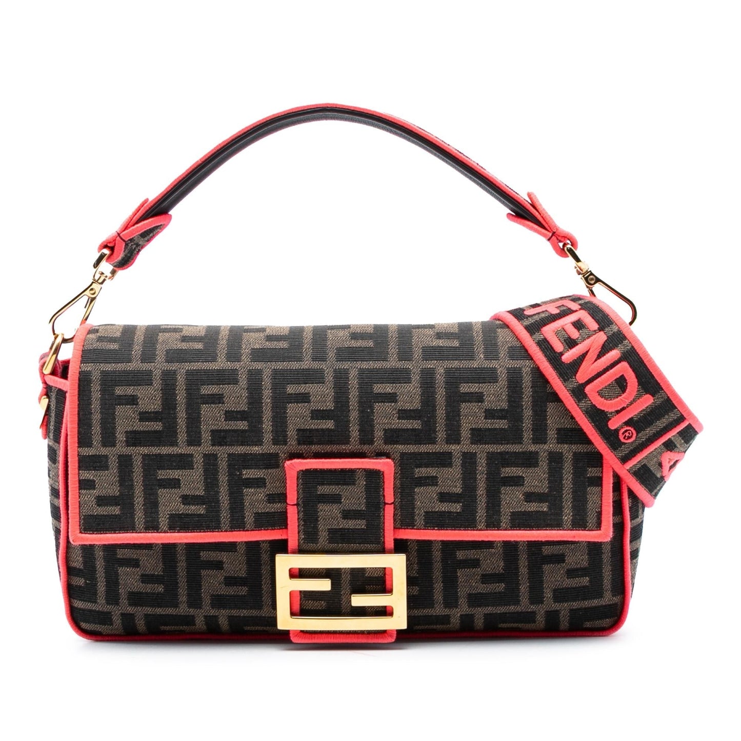 Fendi Baguette Canvas Red Shoulder Bag Style 51