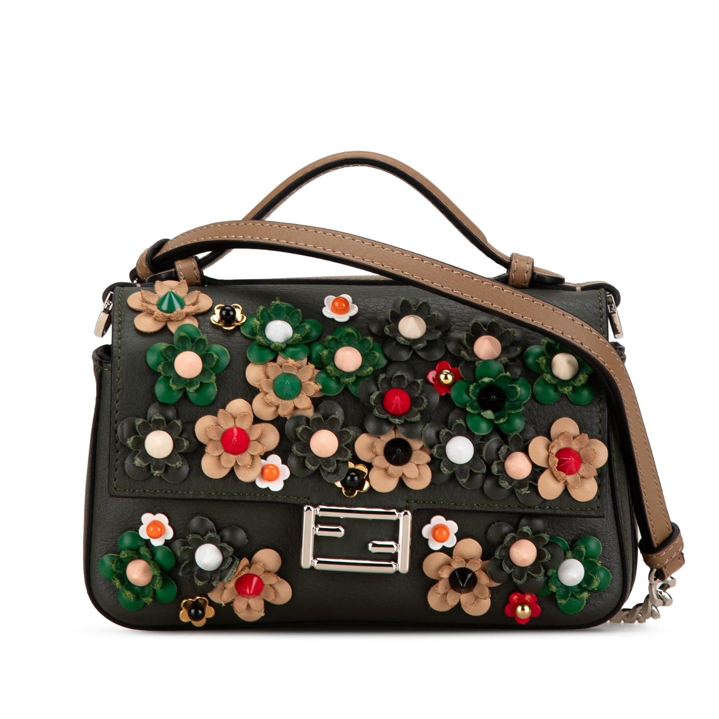 Fendi Micro Leather Flowerland Double Baguette Satchel Shg-H4Numx