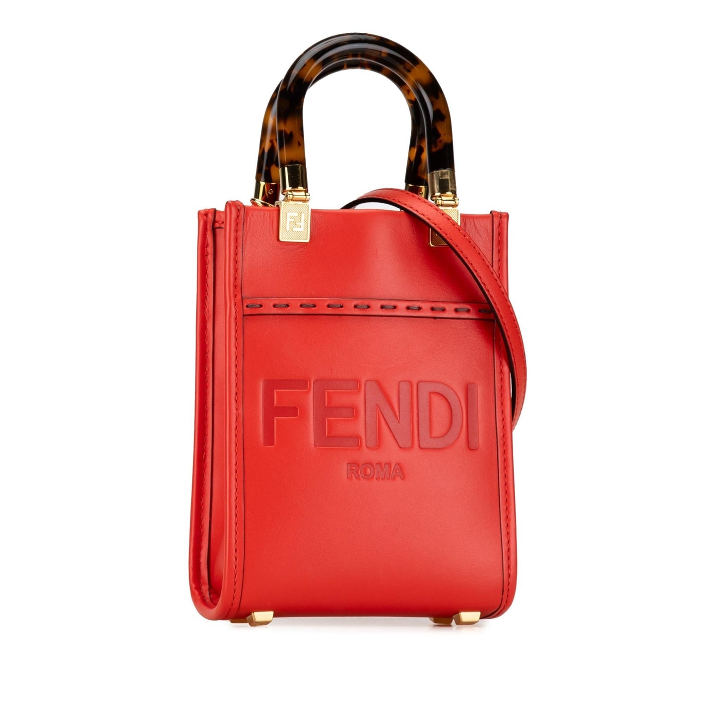 Fendi Sunshine Leather Red Tote Bag Style 2