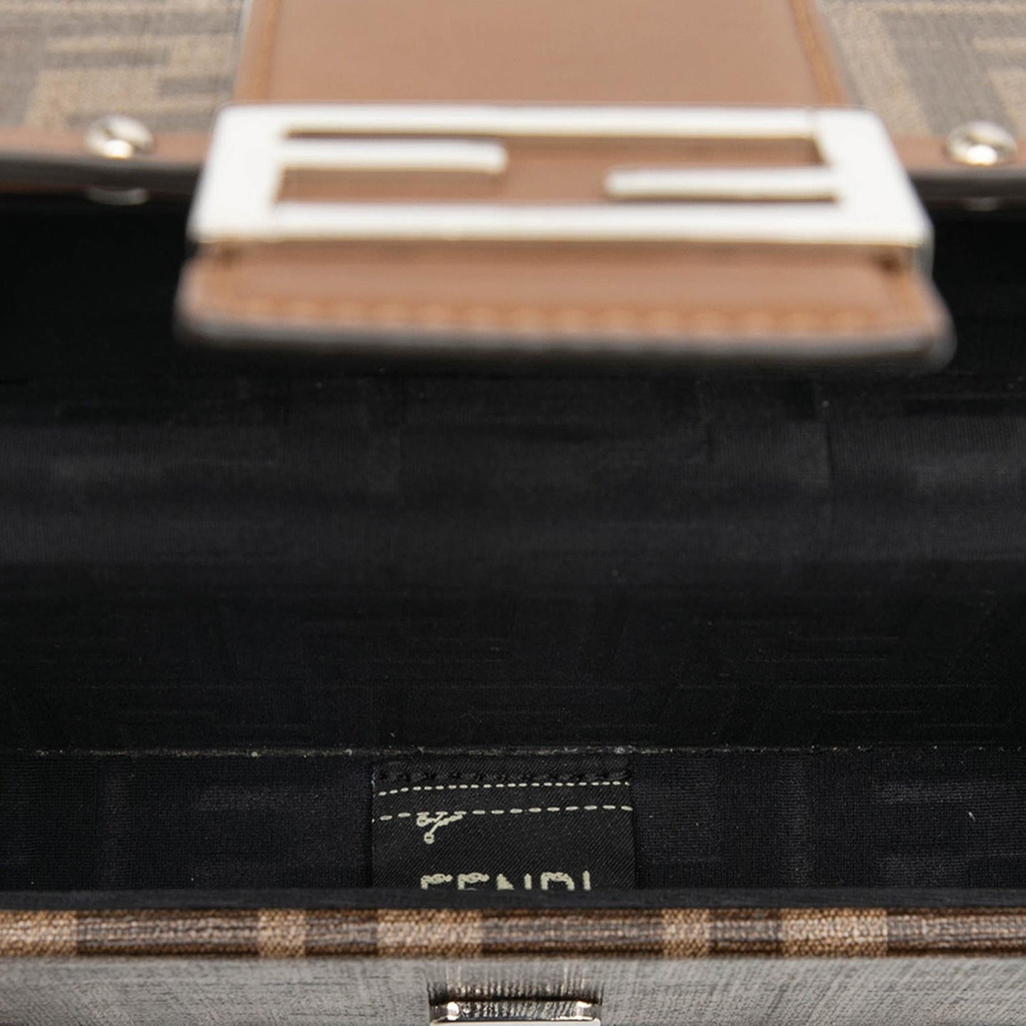 Fendi Mini Zucca Coated Canvas Trunk Baguette Crossbody