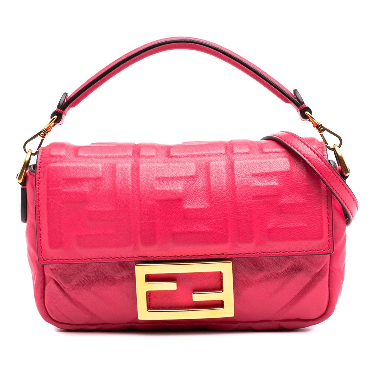 Fendi Baguette Leather Red Shoulder Bag Style 80