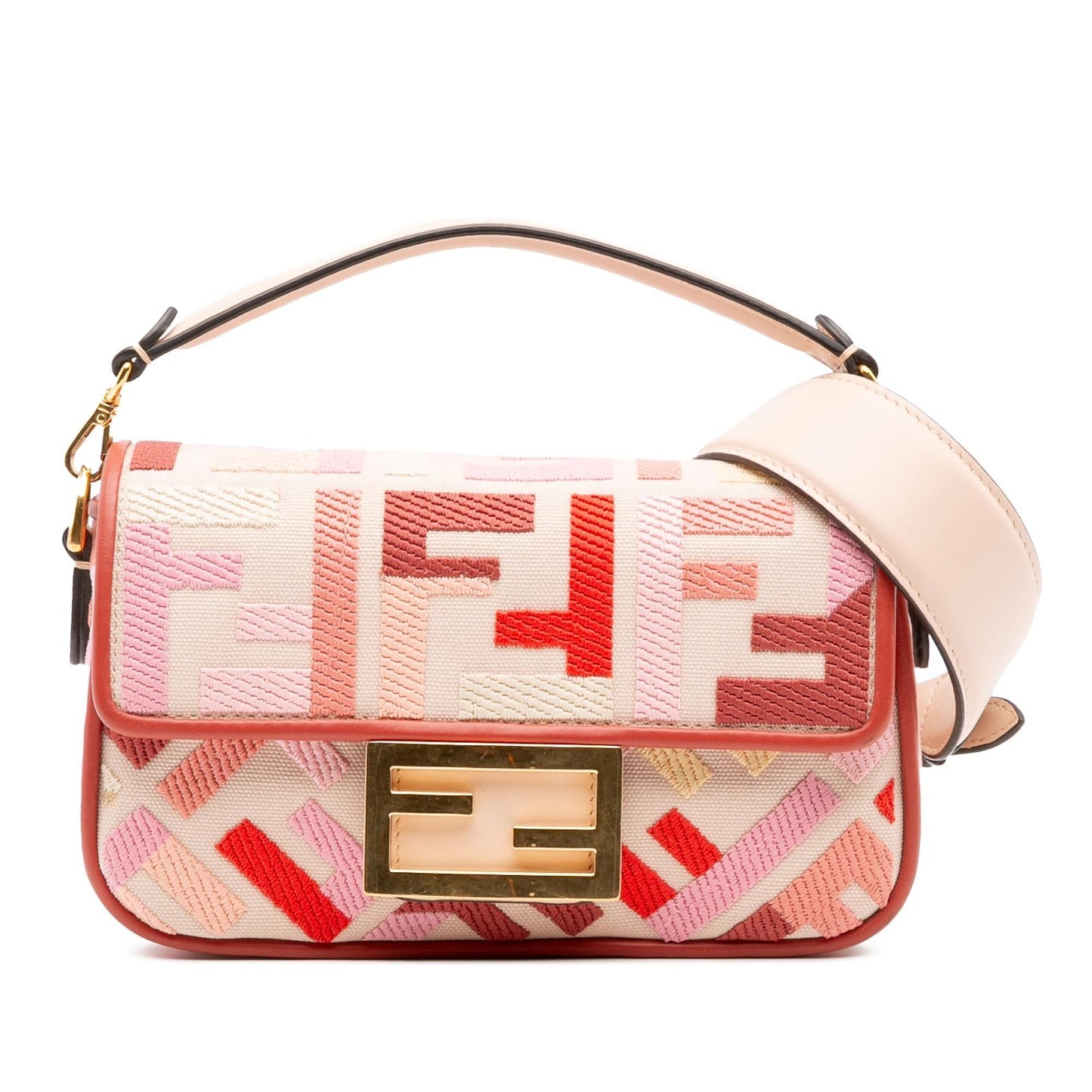 Fendi Mini Zucca Embroidered Baguette Satchel