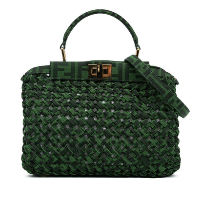 Fendi Mini Zucca Interlaced Canvas Iconic Peekaboo Satchel Shg-Hnjiei