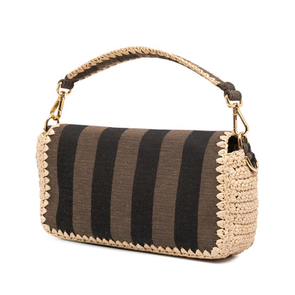 Fendi Baguette Canvas Red Shoulder Bag Style 42