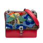 Fendi Small Velvet Embroidered Zucca Canvas And Leather Kan I Crossbody