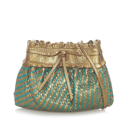Fendi Woven Leather Bucket Bag (SHG-33268)