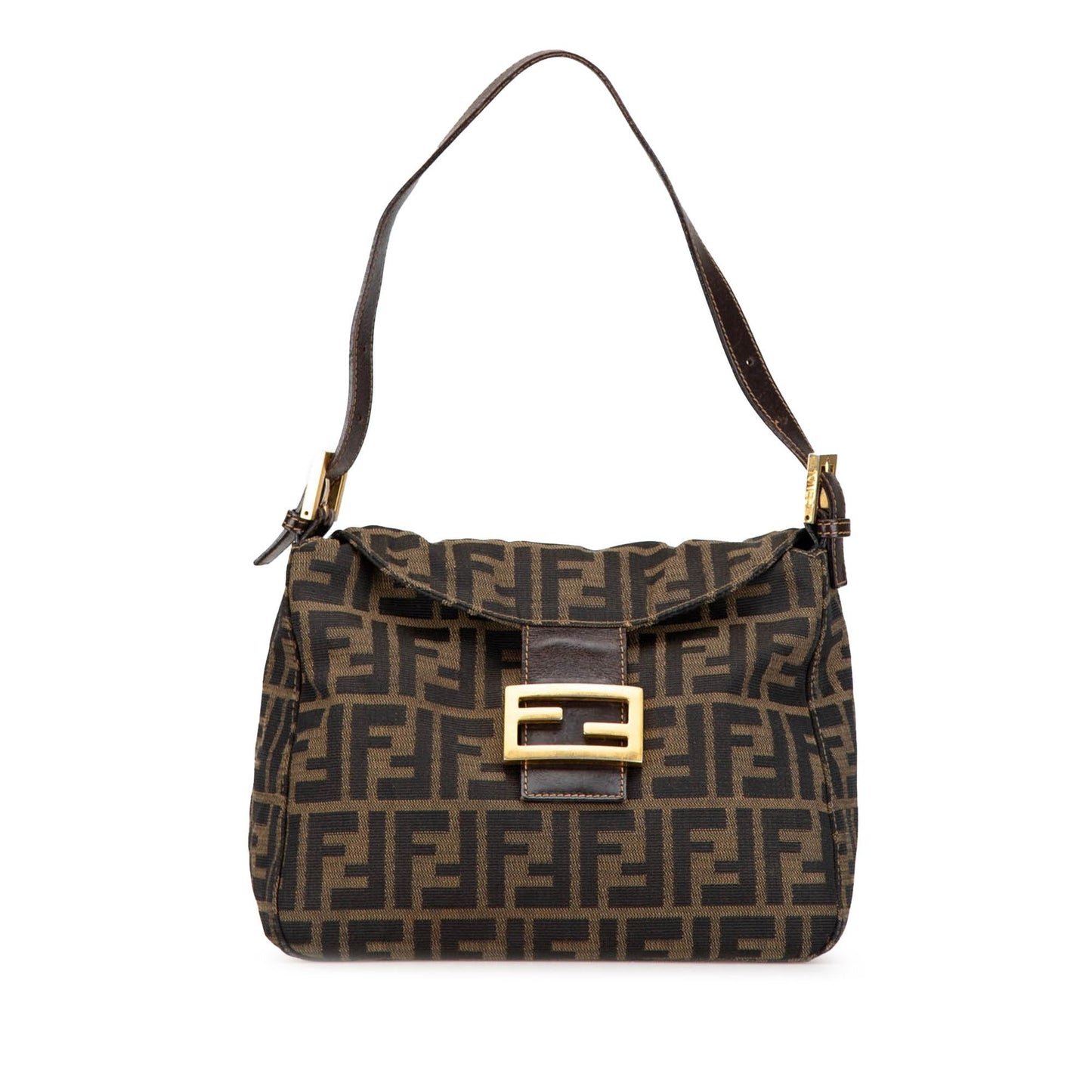 Fendi Zucca Canvas Double Flap Shoulder Bag Shg-Yawuve