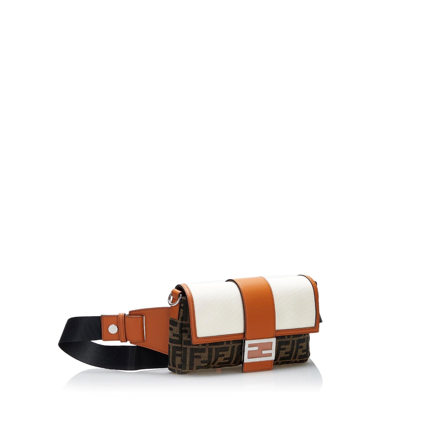 Fendi Zucca Embossed Metallic Leather Baguette Satchel
