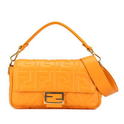 Fendi Zucca Embossed Leather Baguette Satchel Shg-Mbmqd4