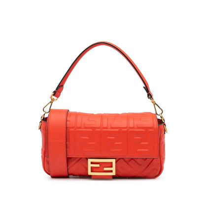 Fendi Baguette Calfskin Red Shoulder Bag