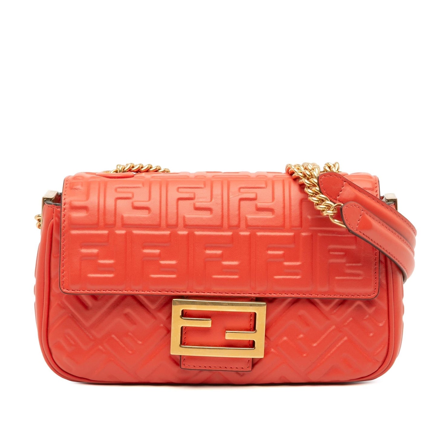 Fendi Baguette Leather Red Shoulder Bag Style 63