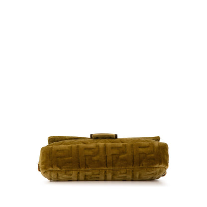 Fendi Zucca Embossed Velvet Baguette Satchel