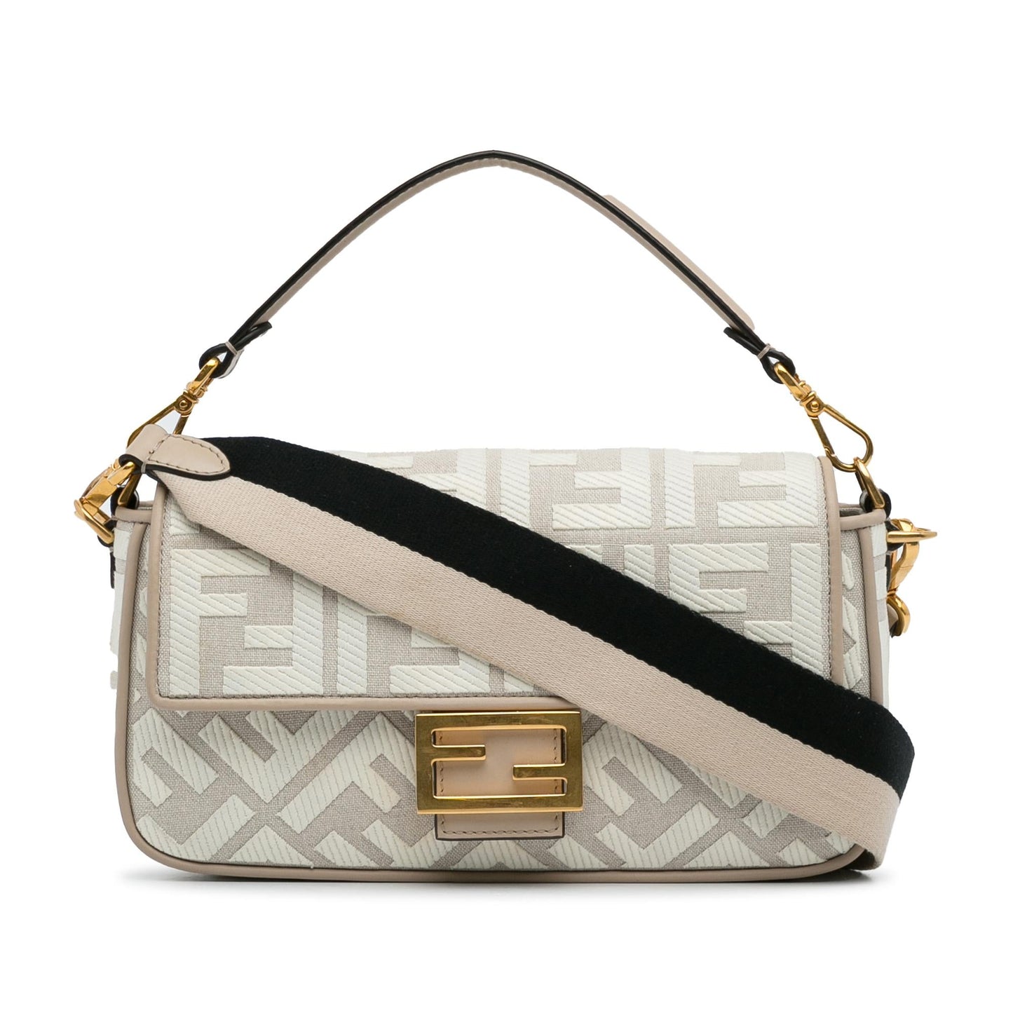Fendi Zucca Embroidered Baguette Satchel (SHG-8kCI03)