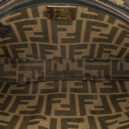 Fendi Zucca Embroidered Canvas Baguette Satchel
