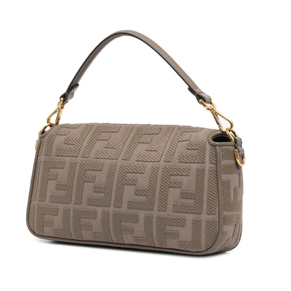 Fendi Large Zucca Embossed Leather Baguette Satchel Shg-Jlanxb