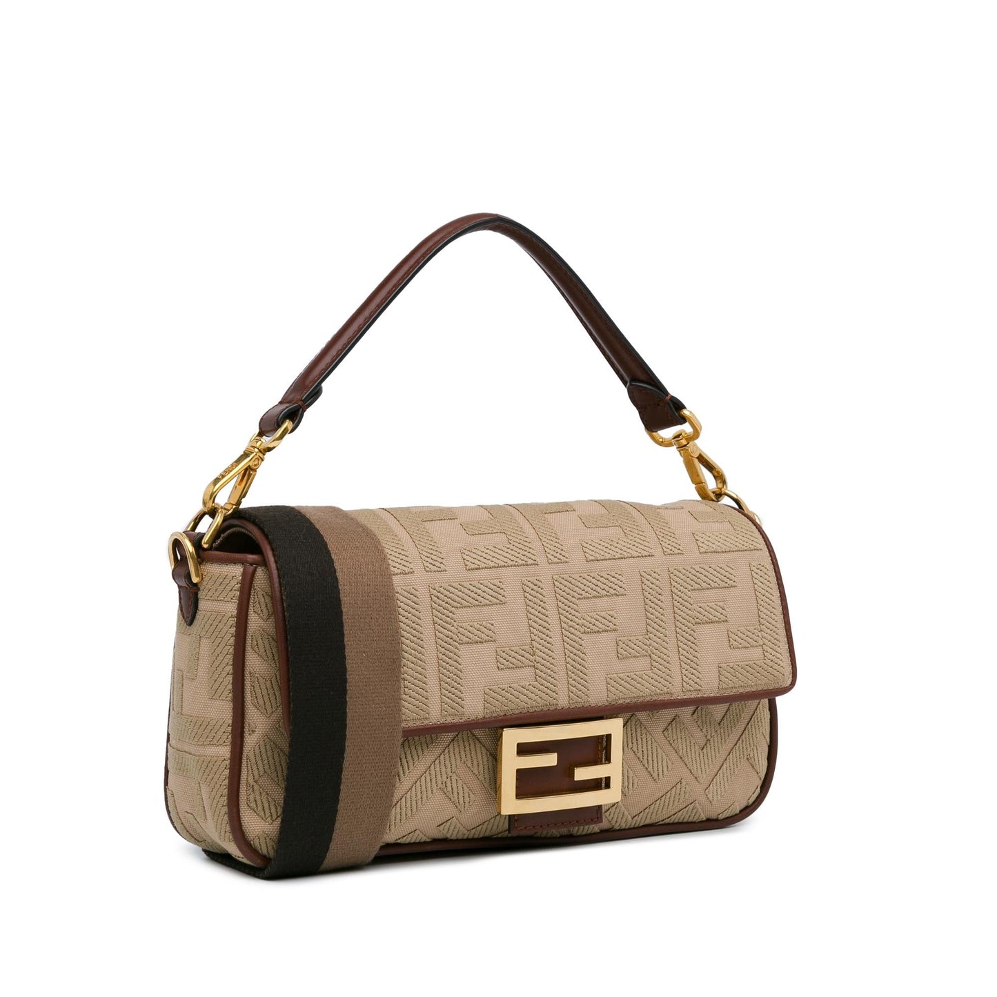 Fendi Baguette Canvas Red Shoulder Bag Canvas