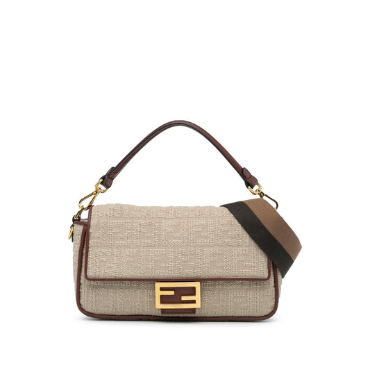 Fendi Zucca Embroidered Canvas Baguette Satchel Shg-Mie6Q3