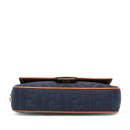 Fendi Zucca Embroidered Denim Baguette Satchel (SHG-1q9dga)