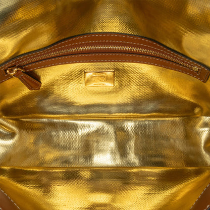 Fendi Large Zucca Embossed Velvet Baguette Satchel