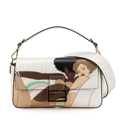 Fendi Baguette Canvas Red Shoulder Bag Style 8