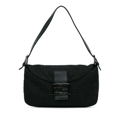 Fendi Zucchino Canvas Double Flap Baguette (SHG-l5oJft)