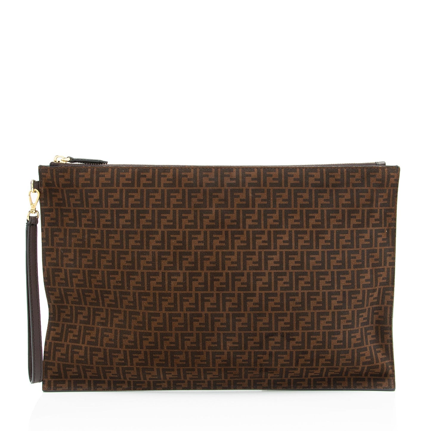 Fendi Zucchino Suede Large Flat Pouch