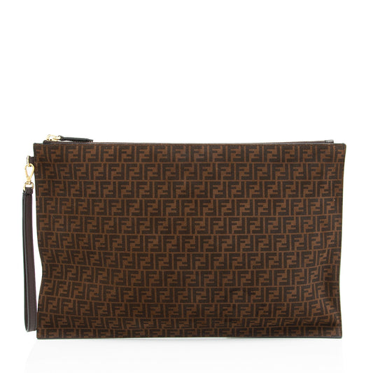 Fendi Zucchino Suede Large Flat Pouch