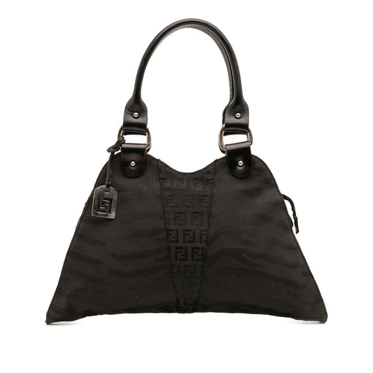 Fendi Zucchino Zebra Print Canvas Diavolo Trapezio Handbag