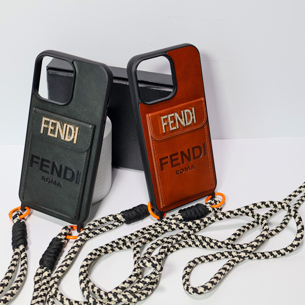 Fendi Card Holder Iphone Case Crossbody 12-16 Pro Max Plus / 18 Pro / 18 Pro Max