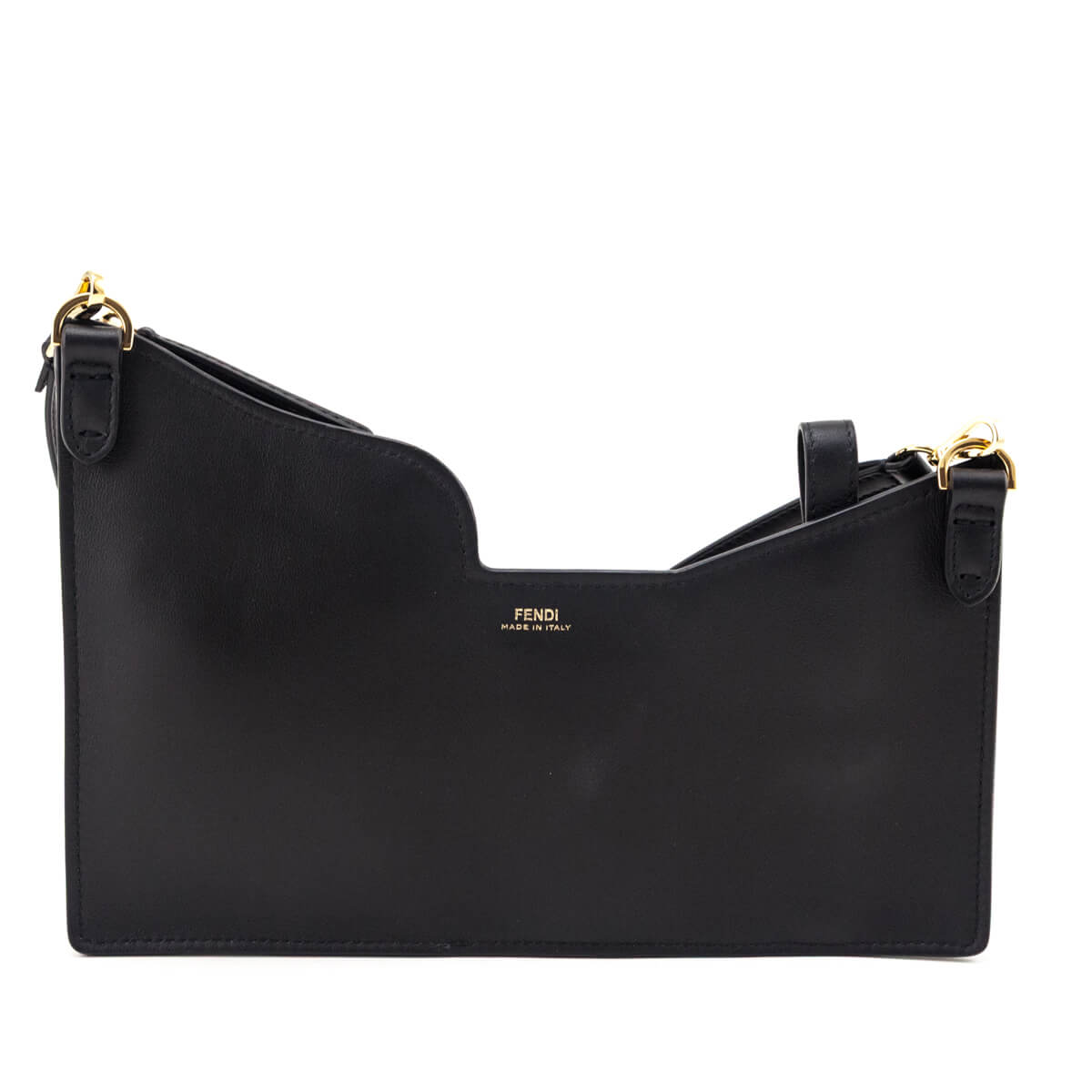 Fendi Black Vitello Grace Glazed Fabric FF 1974 3 Pocket Mini Crossbody Bag