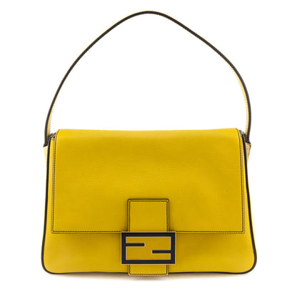 Fendi Chantilly & Black Vitello Flamingo Enamel Big Forever Mamma Baguette