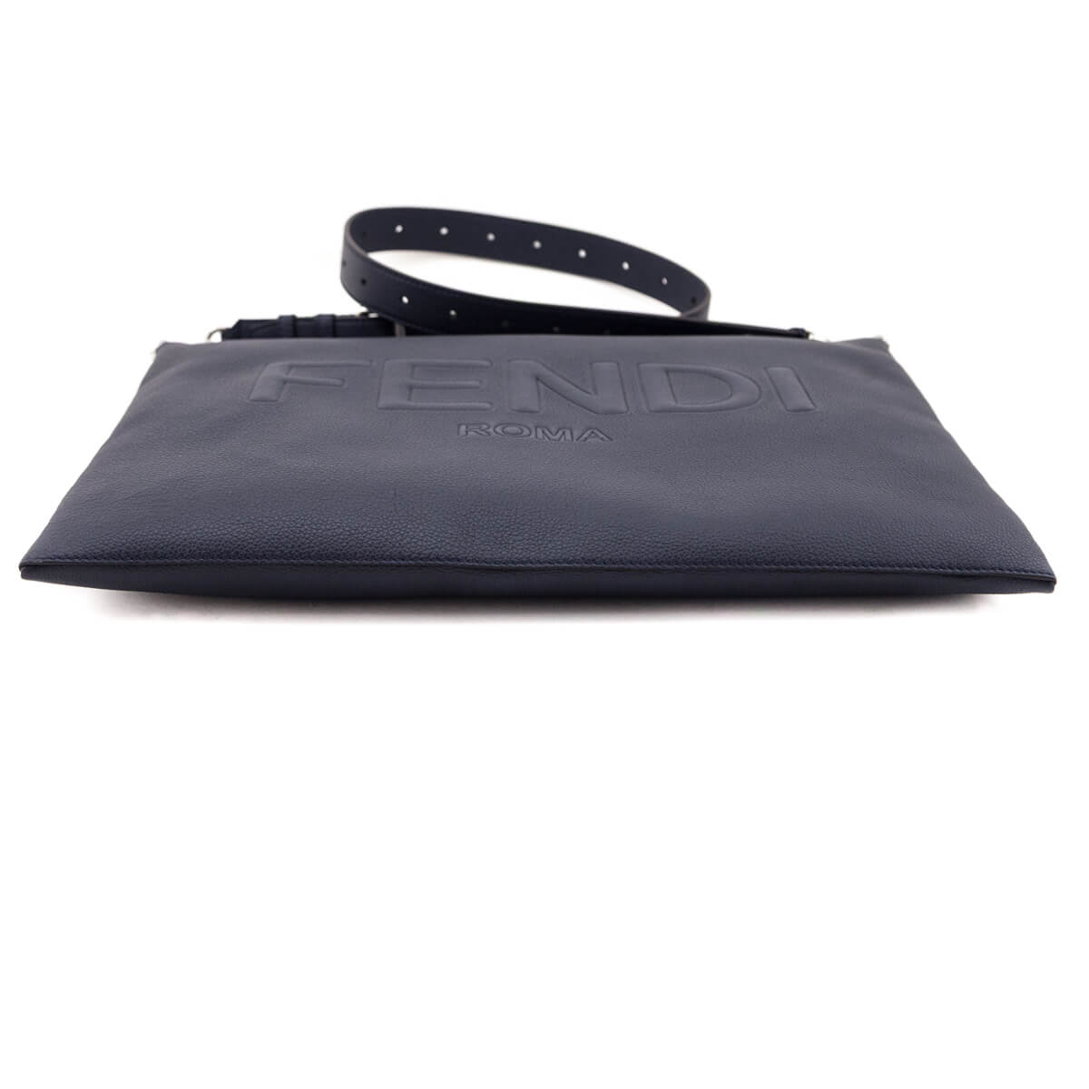 Fendi Dark Blue Vitello Cher Logo Embossed After Messenger Bag