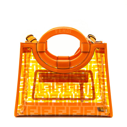 Fendi Orange FF Vitello Century Plexiglass Small Runaway Shopper Tote