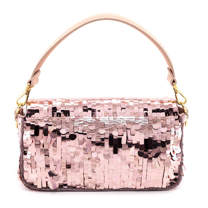 Fendi Pink Sequin Paillettes Vitello Grace Re-Edition Baguette