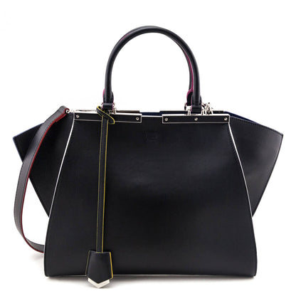 Fendi Black Smooth Calfskin Multicolor Contrast-Trim 3jours Bag