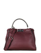 Fendi Bordeaux Selleria Medium Peekaboo Satchel Bag w/ Snakeskin