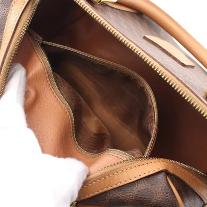 CELINE Macadam Handbag Boston Bag, Brown Coated Canvas & Leather