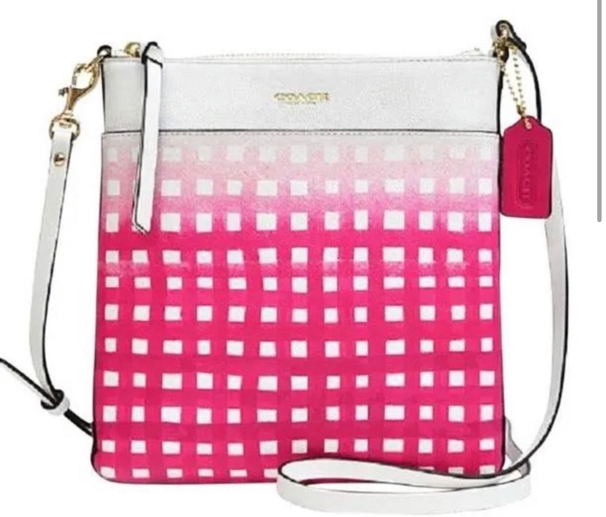 COACH Saffiano Ombre Gingham Crossbody