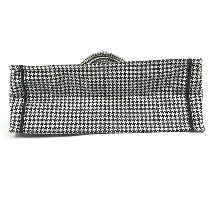 Dior Tote Bag canvas White / black Houndstooth Shoulder Bag Hound Tooth Embroidery Women