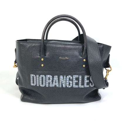 Christian Dior Tote Bag leather black DIORANGELS Shoulder Bag Shoulder Bag unisex(Unisex)