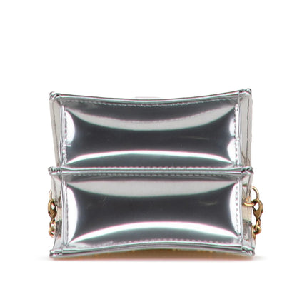 Silver Dior Metallic Studded Calfskin Vertical Diorama Crossbody Bag
